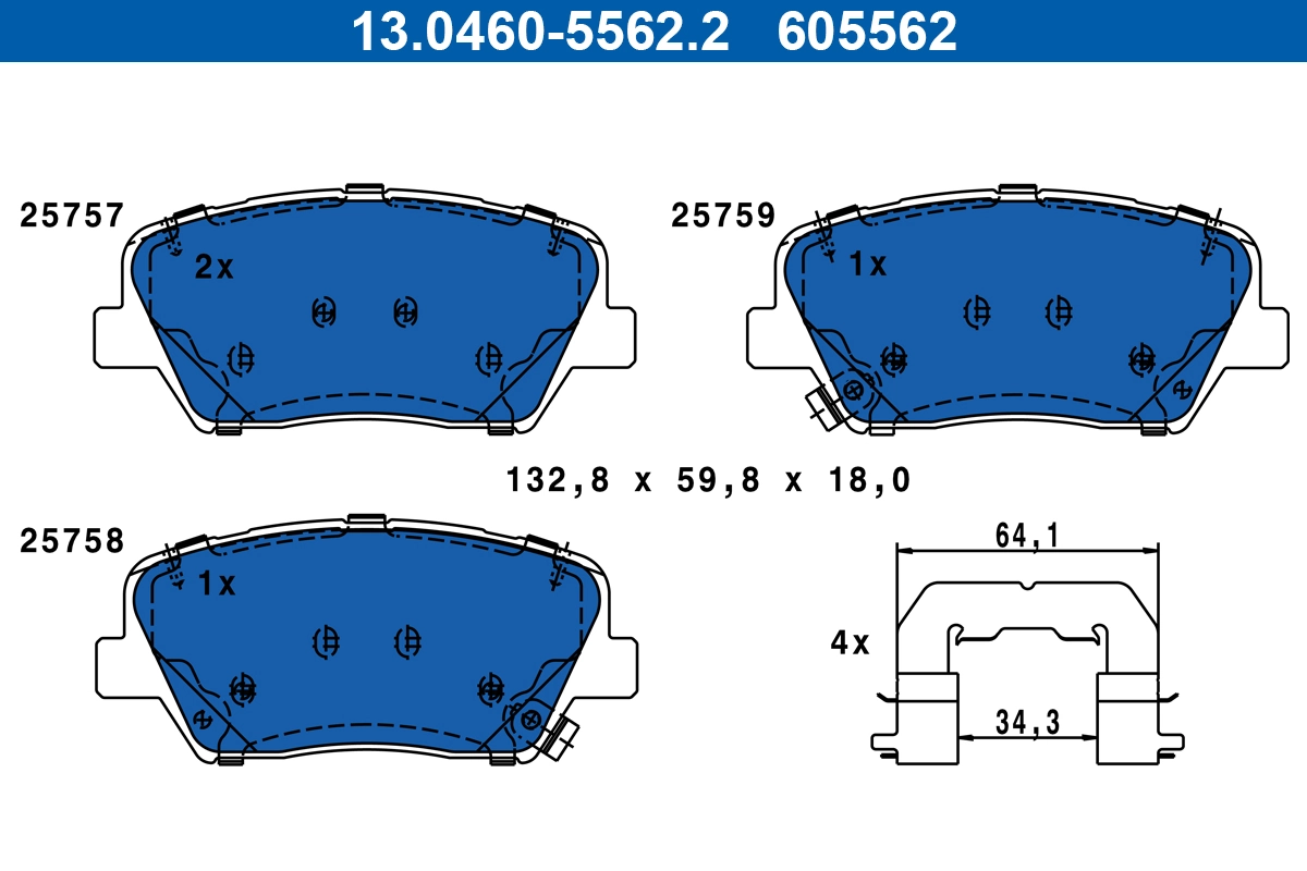 Piduriklotsi komplekt, ketaspidur ATE 13.0460-5562.2