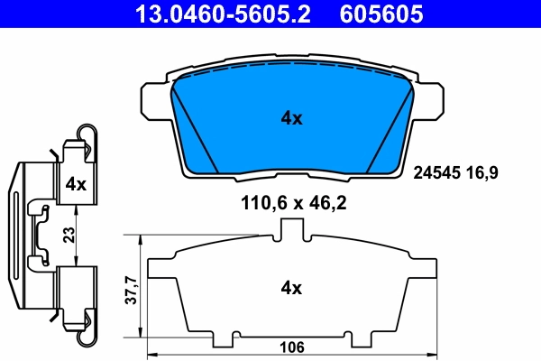 Piduriklotsi komplekt, ketaspidur ATE 13.0460-5605.2
