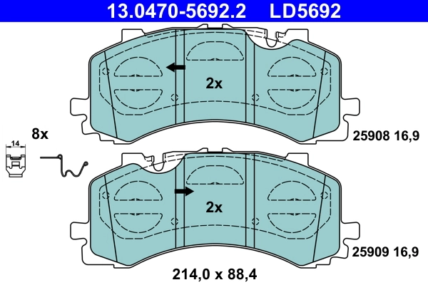 Piduriklotsi komplekt, ketaspidur ATE 13.0470-5692.2