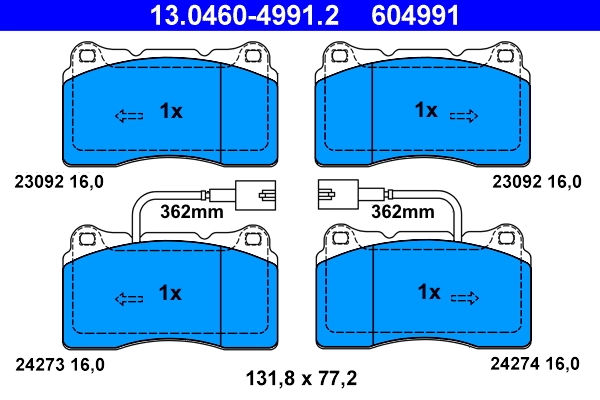 Piduriklotsi komplekt, ketaspidur ATE 13.0460-4991.2