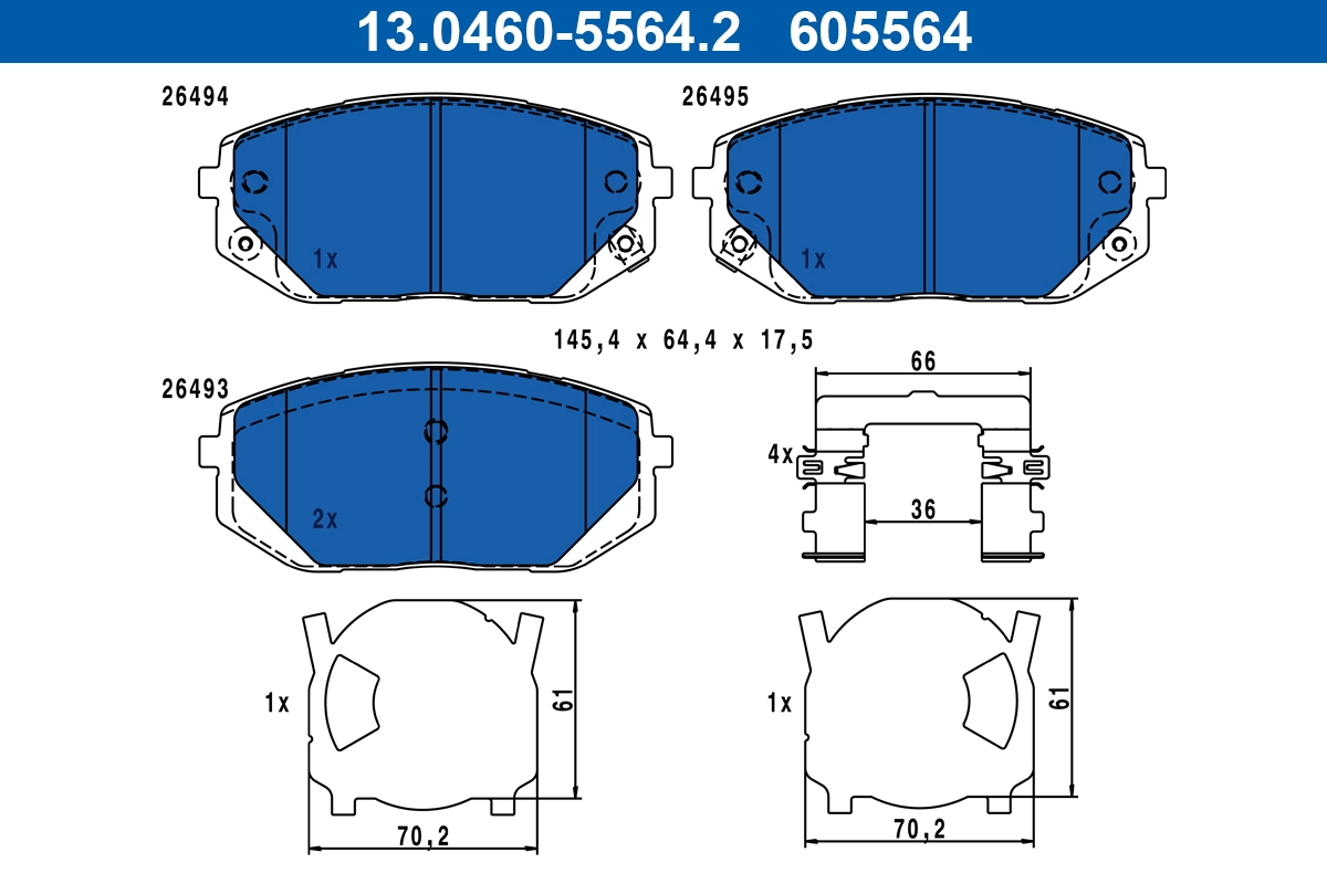 Piduriklotsi komplekt, ketaspidur ATE 13.0460-5564.2