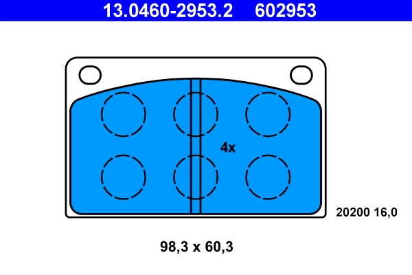 Piduriklotsi komplekt, ketaspidur ATE 13.0460-2953.2