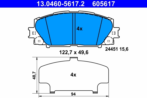 Piduriklotsi komplekt, ketaspidur ATE 13.0460-5617.2