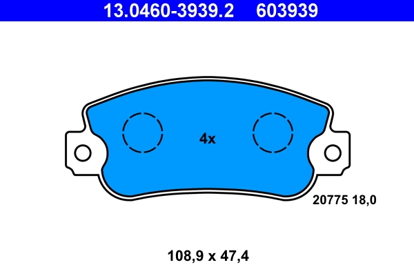 Piduriklotsi komplekt, ketaspidur ATE 13.0460-3939.2