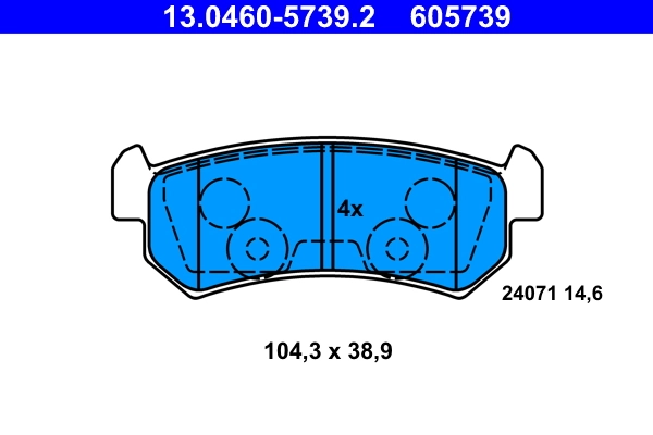 Piduriklotsi komplekt, ketaspidur ATE 13.0460-5739.2