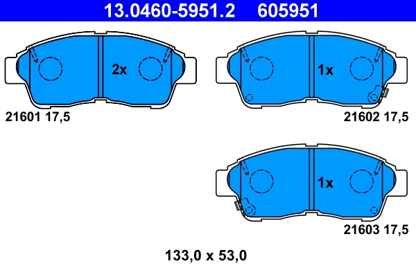 Piduriklotsi komplekt, ketaspidur ATE 13.0460-5951.2