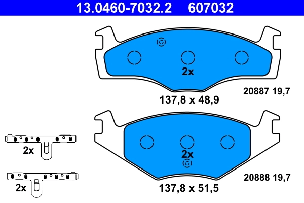 Piduriklotsi komplekt, ketaspidur ATE 13.0460-7032.2