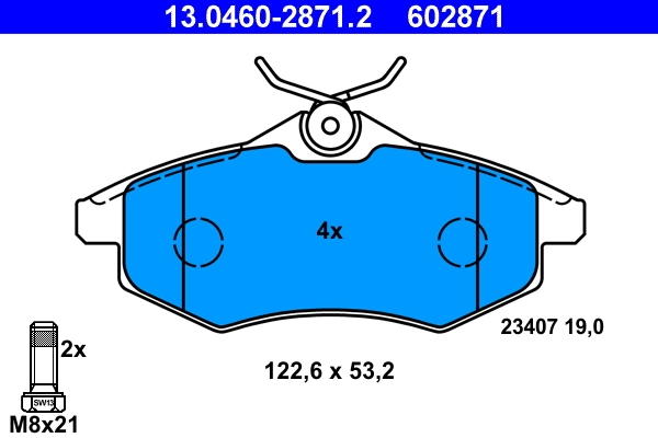 Piduriklotsi komplekt, ketaspidur ATE 13.0460-2871.2