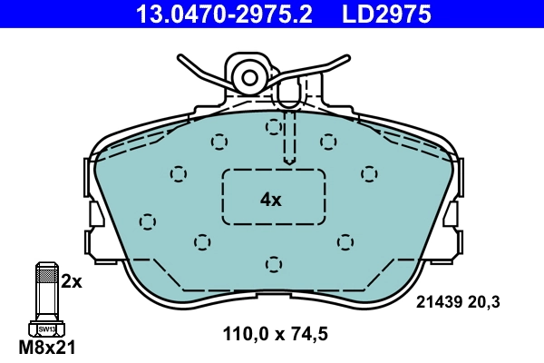 Piduriklotsi komplekt, ketaspidur ATE 13.0470-2975.2
