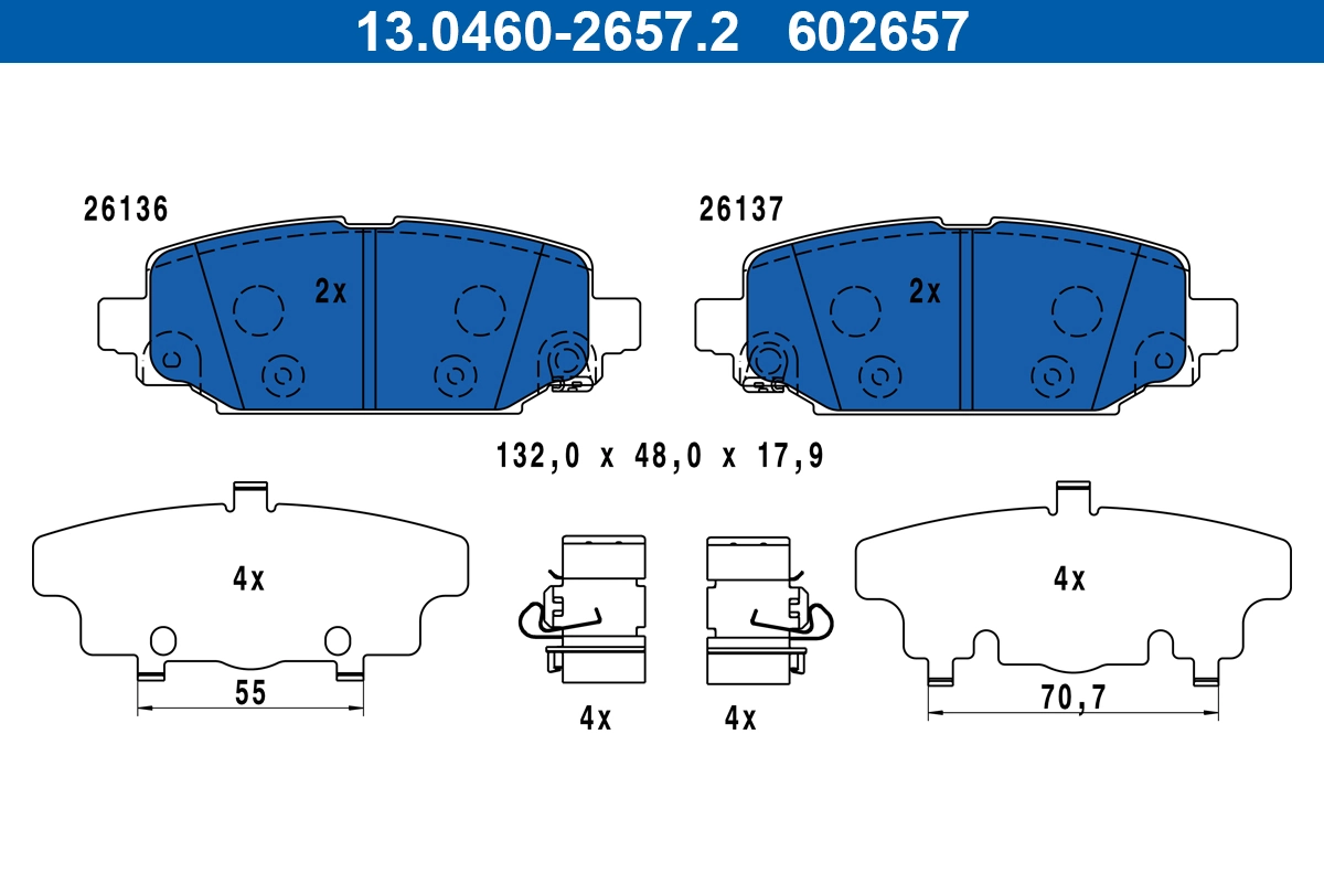 Piduriklotsi komplekt, ketaspidur ATE 13.0460-2657.2
