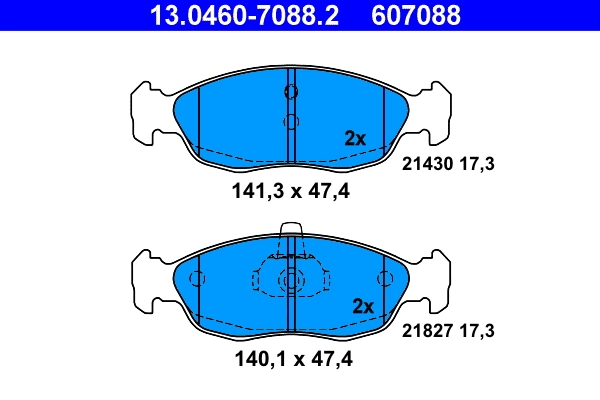 Piduriklotsi komplekt, ketaspidur ATE 13.0460-7088.2