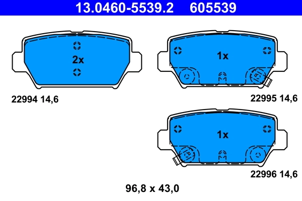 Piduriklotsi komplekt, ketaspidur ATE 13.0460-5539.2