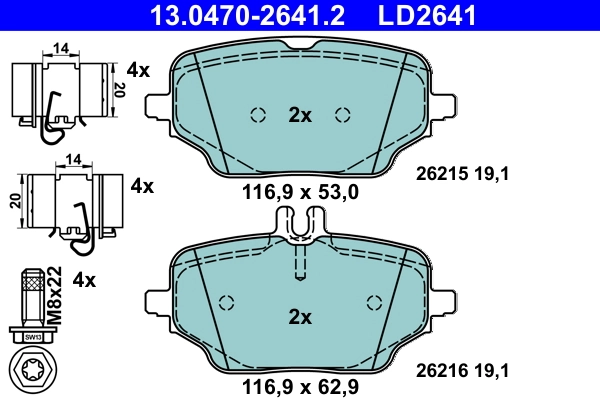 Piduriklotsi komplekt, ketaspidur ATE 13.0470-2641.2