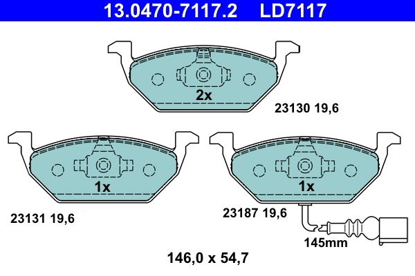 Piduriklotsi komplekt, ketaspidur ATE 13.0470-7117.2