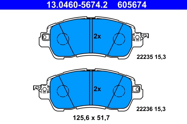 Piduriklotsi komplekt, ketaspidur ATE 13.0460-5674.2