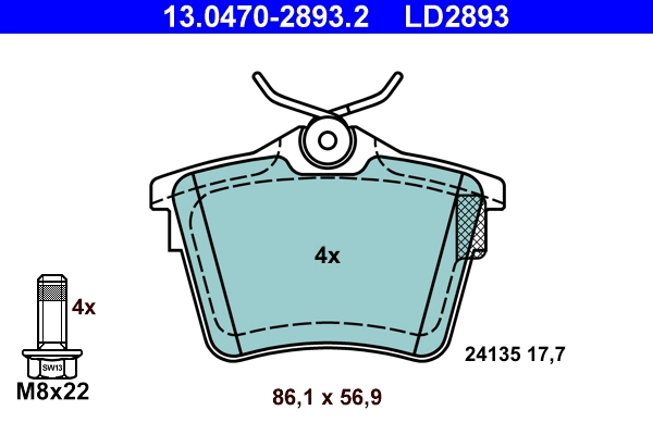 Piduriklotsi komplekt, ketaspidur ATE 13.0470-2893.2