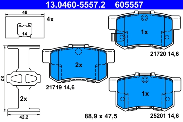 Piduriklotsi komplekt, ketaspidur ATE 13.0460-5557.2