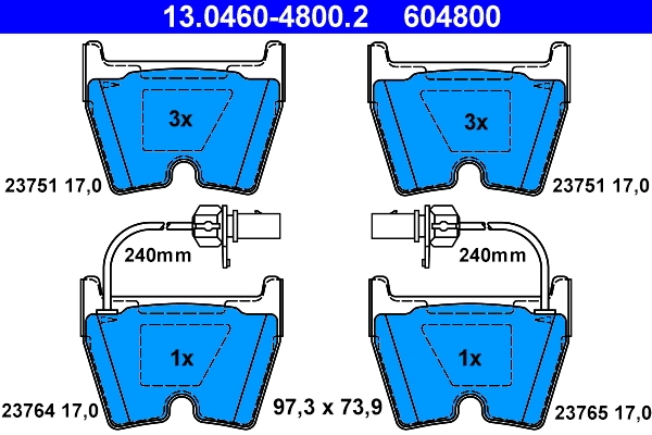 Piduriklotsi komplekt, ketaspidur ATE 13.0460-4800.2