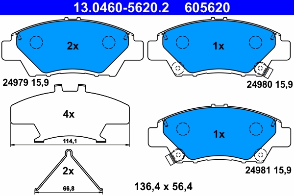 Piduriklotsi komplekt, ketaspidur ATE 13.0460-5620.2