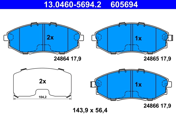 Piduriklotsi komplekt, ketaspidur ATE 13.0460-5694.2