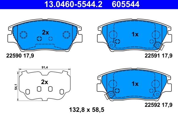 Piduriklotsi komplekt, ketaspidur ATE 13.0460-5544.2