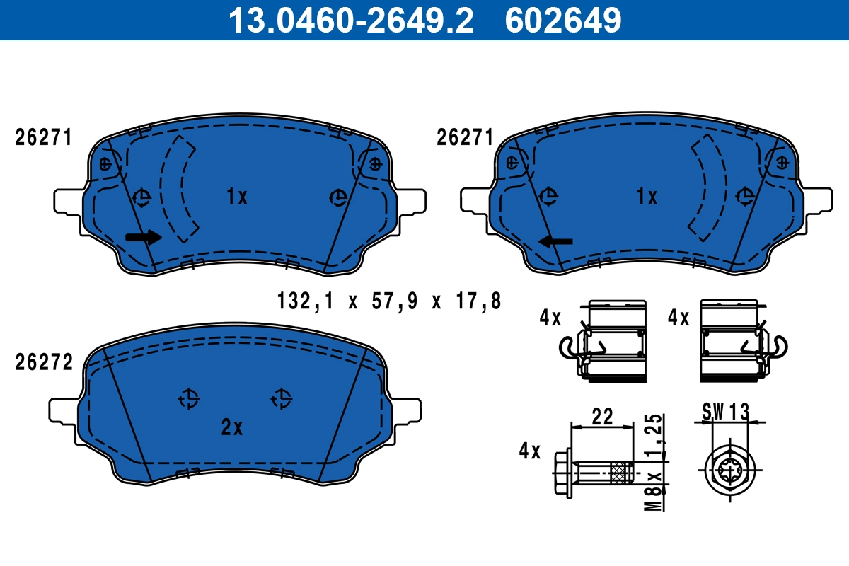 Piduriklotsi komplekt, ketaspidur ATE 13.0460-2649.2