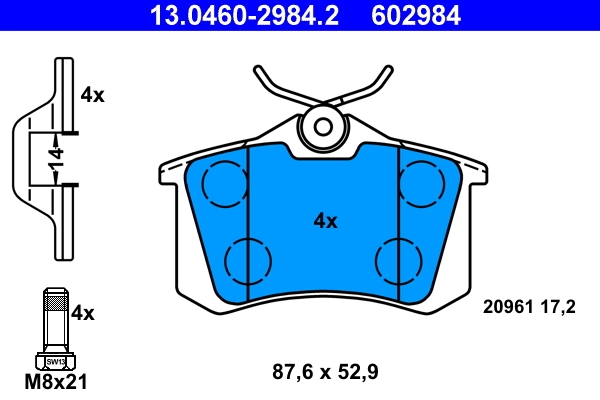 Piduriklotsi komplekt, ketaspidur ATE 13.0460-2984.2