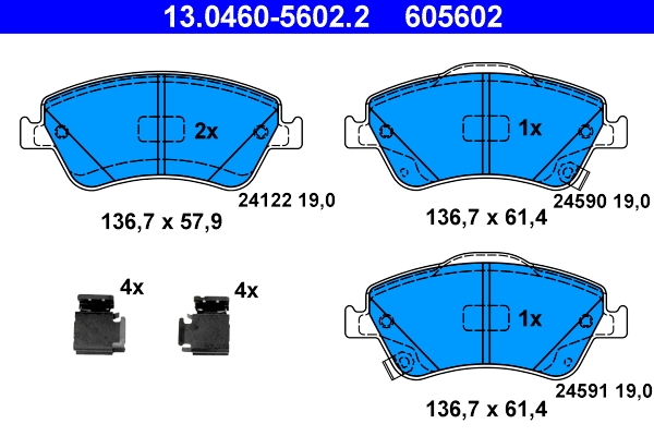 Piduriklotsi komplekt, ketaspidur ATE 13.0460-5602.2