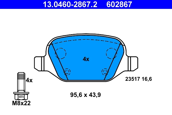 Piduriklotsi komplekt, ketaspidur ATE 13.0460-2867.2
