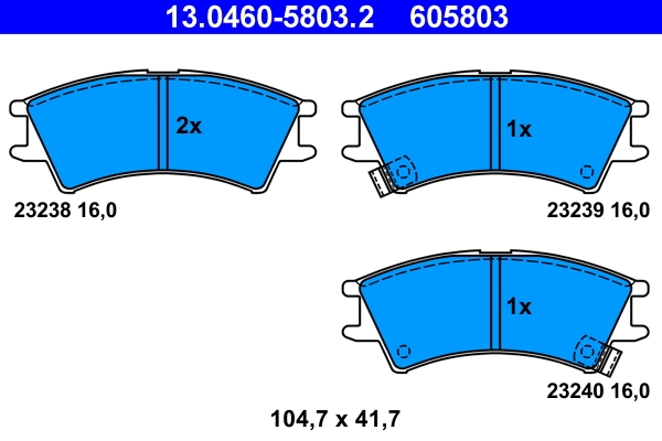 Piduriklotsi komplekt, ketaspidur ATE 13.0460-5803.2