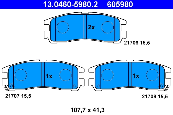 Piduriklotsi komplekt, ketaspidur ATE 13.0460-5980.2