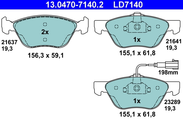 Piduriklotsi komplekt, ketaspidur ATE 13.0470-7140.2