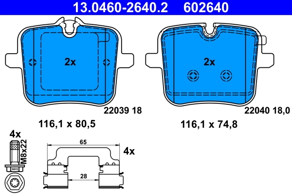 Piduriklotsi komplekt, ketaspidur ATE 13.0460-2640.2