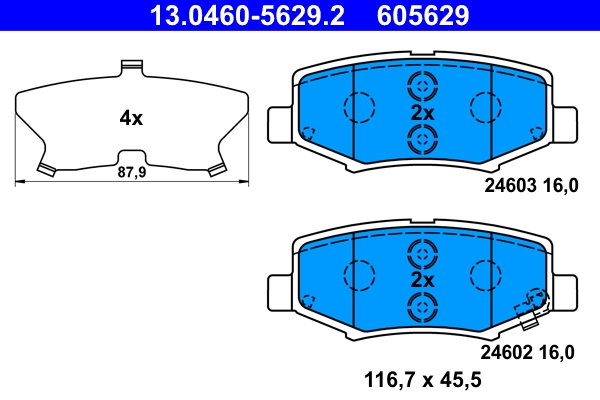 Piduriklotsi komplekt, ketaspidur ATE 13.0460-5629.2