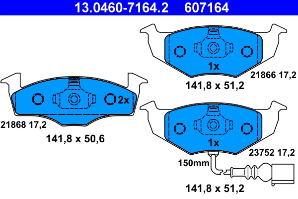 Piduriklotsi komplekt, ketaspidur ATE 13.0460-7164.2