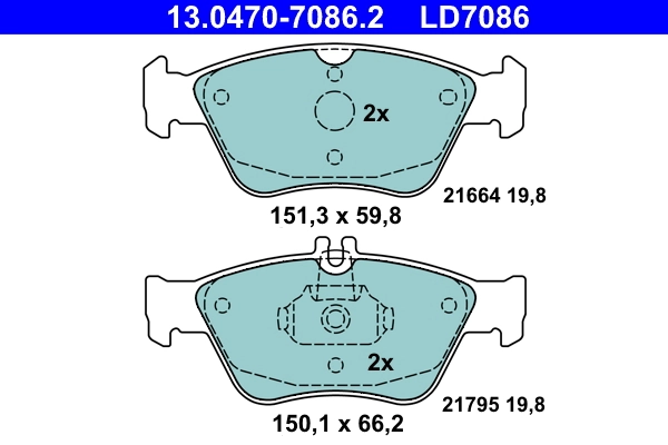 Piduriklotsi komplekt, ketaspidur ATE 13.0470-7086.2