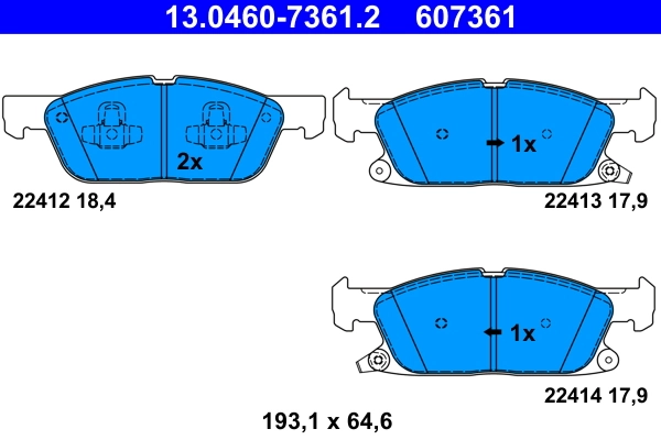 Piduriklotsi komplekt, ketaspidur ATE 13.0460-7361.2