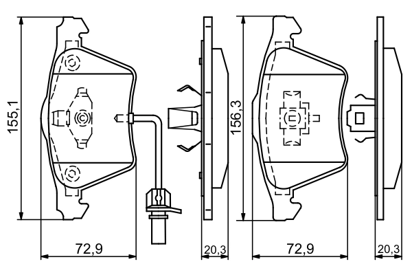 Piduriklotsi komplekt, ketaspidur BOSCH 0 986 424 806