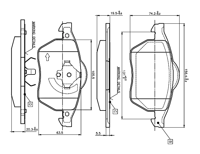 Piduriklotsi komplekt, ketaspidur BOSCH 0 986 TB2 214