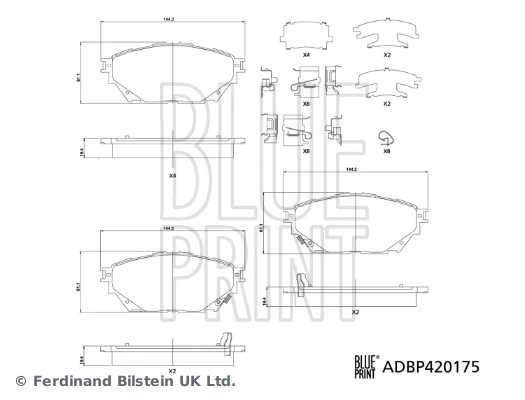 Piduriklotsi komplekt, ketaspidur BLUE PRINT ADBP420175