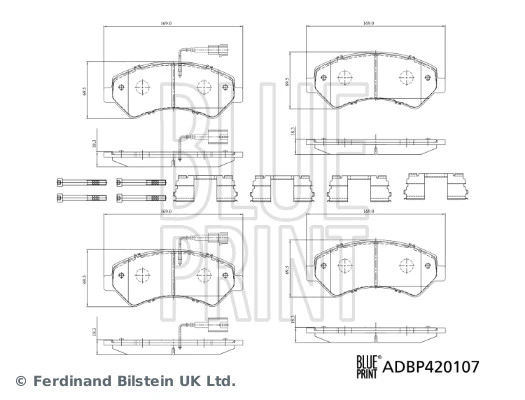 Piduriklotsi komplekt, ketaspidur BLUE PRINT ADBP420107