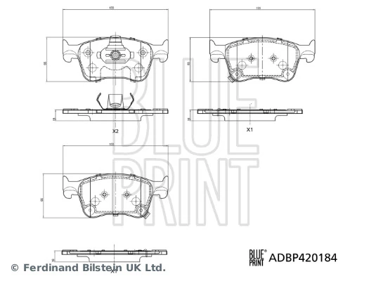 Piduriklotsi komplekt, ketaspidur BLUE PRINT ADBP420184