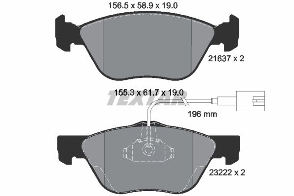 Piduriklotsi komplekt, ketaspidur TEXTAR 2163702