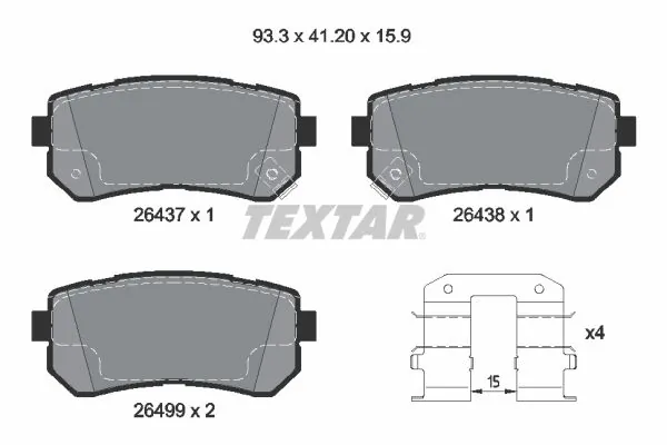 Piduriklotsi komplekt, ketaspidur TEXTAR 2643701