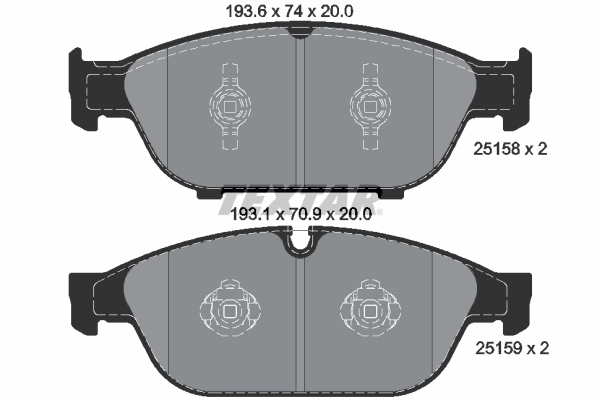 Piduriklotsi komplekt, ketaspidur TEXTAR 2515802