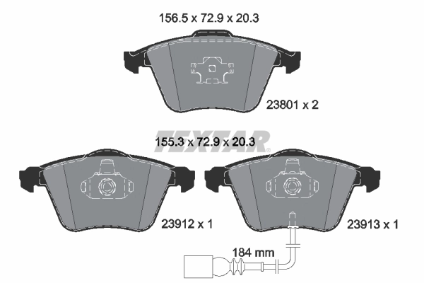 Piduriklotsi komplekt, ketaspidur TEXTAR 2380101