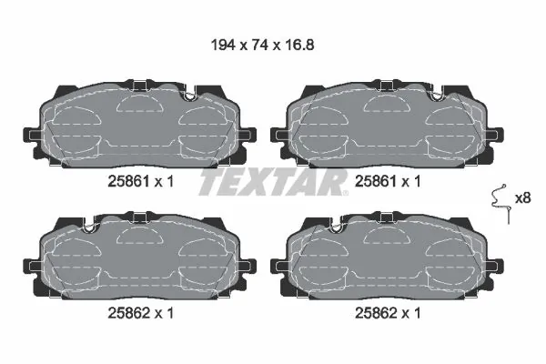 Piduriklotsi komplekt, ketaspidur TEXTAR 2586101