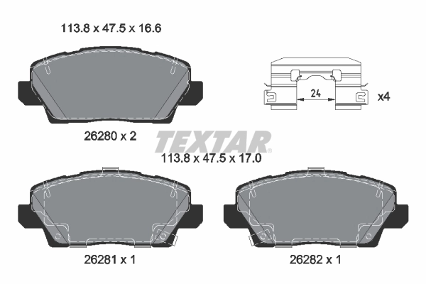 Piduriklotsi komplekt, ketaspidur TEXTAR 2628001