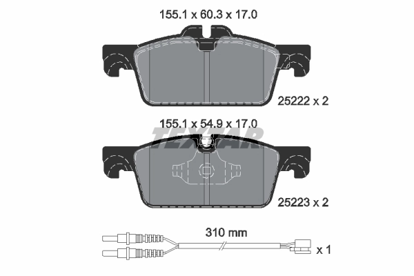 Piduriklotsi komplekt, ketaspidur TEXTAR 2522201
