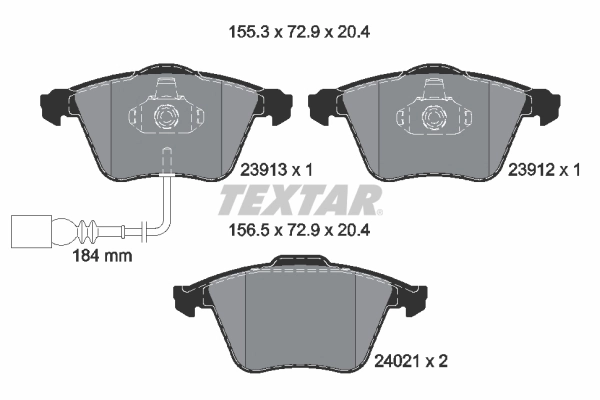 Piduriklotsi komplekt, ketaspidur TEXTAR 2391301
